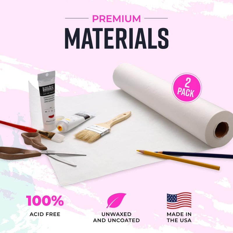 Bryco Goods Kraft Paper Roll - 18â€ x 75â€™ (900â€) - Pack of 2 - White Easel Paper for Drawing, Painting, Arts & Crafts, Bulletin Boards, and Gift Wrapping - Made in The USA - Image 2